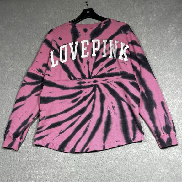 PINK Victorias Secret Sweater Womens Small Dahlia Print Varsity Crew Jacket Top - Picture 1 of 12